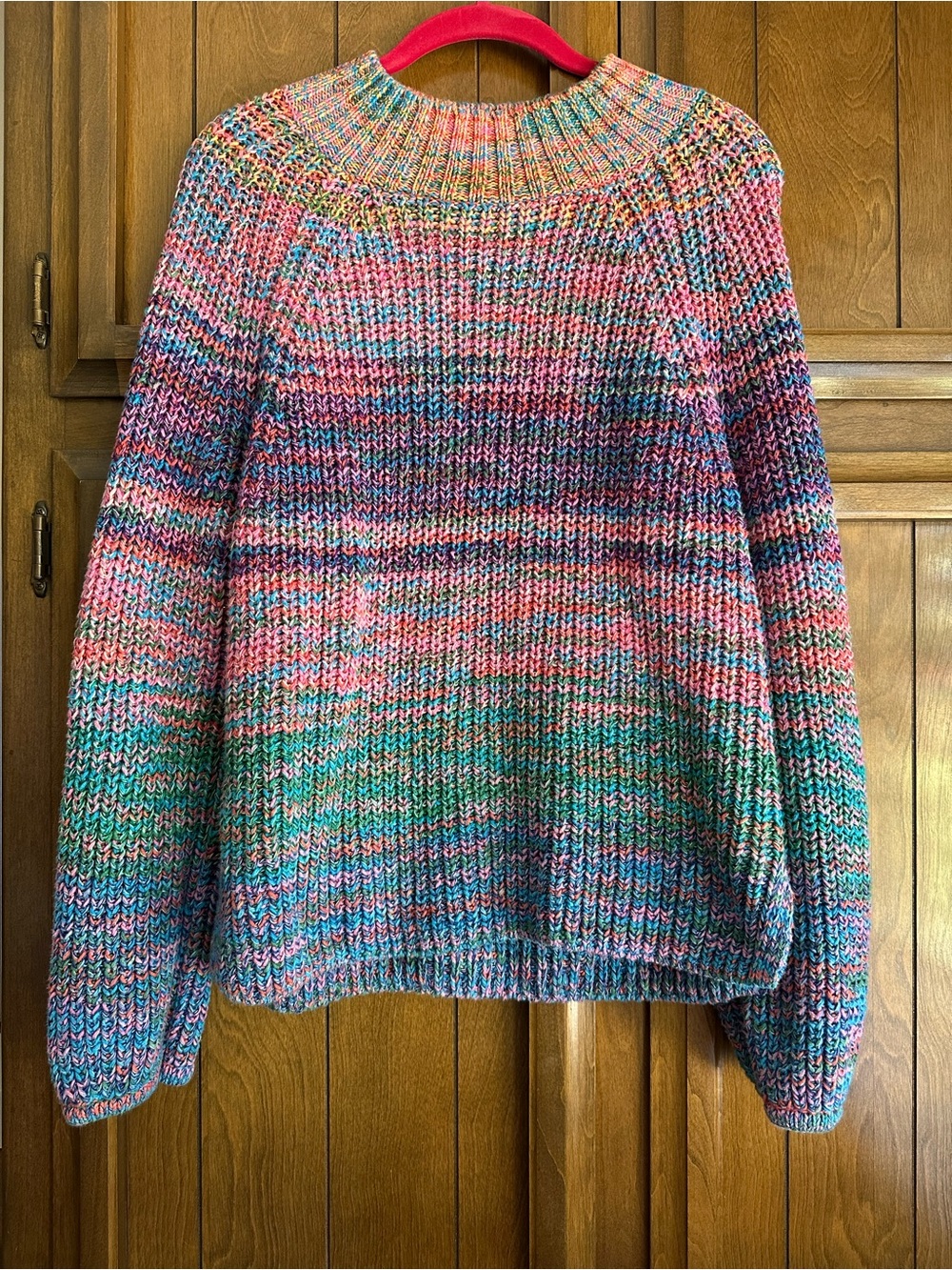 GAP Multicolor Ribbed Turtleneck Sweater in Pink, Green & Blue